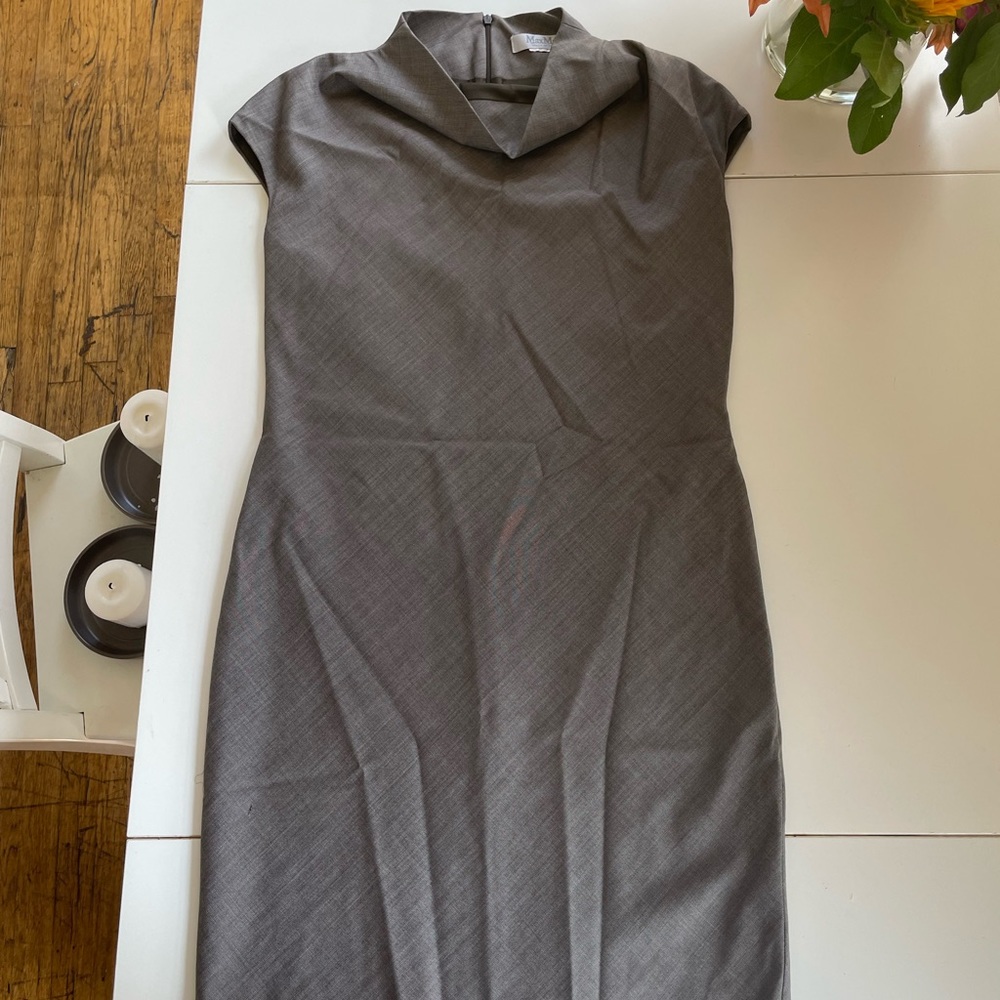 Max Mara virgin wool knee length gray dress